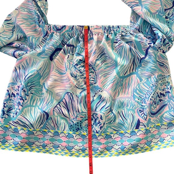 Lilly Pulitzer Women's Lizzie Top Bermuda Blue Fishful Thinking Engineer… - Picture 11 of 13